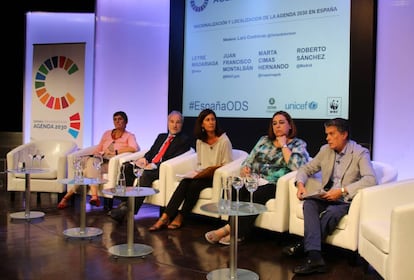 Participantes del Panel de Alto Nivel para la Agenda 2030 este jueves en Madrid.