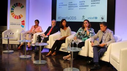 Participantes del Panel de Alto Nivel para la Agenda 2030 este jueves en Madrid.