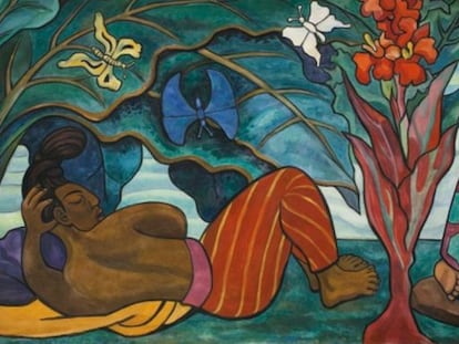 Fragmento del mural &#039;R&iacute;o Juchit&aacute;n&#039; de Diego Rivera. 