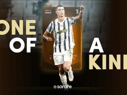 Cromo del futbolista de la Juventus, Cristiano Ronaldo, vendido por 289.920 dólares.