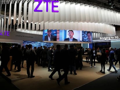 Expositor de ZTE en el Mobile World Congress, en Barcelona, el pasado febrero.