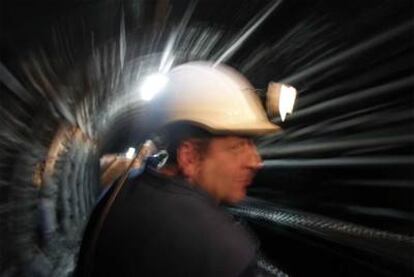 Minero de Pozo de Casares, en Tremor de Arriba (León), durante el encierro del pasado septiembre.