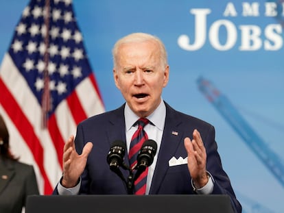 El presidente Joe Biden da una conferencia de prensa el 7 de abril, en la Casa Blanca.