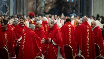 The cardinals arriving in Rome for the conclave.
