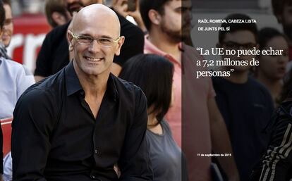 Raül Romeva, cabeza de lista de Junts pel Sí, en un encuentro con jóvenes universitarios en el Campus Ciutadella de la Universidad Pompeu Fabra, el pasado 22 de septiembre.