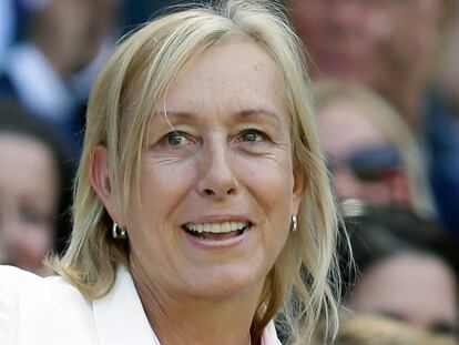 Navratilova, en las gradas de la pista central de Wimbledon.