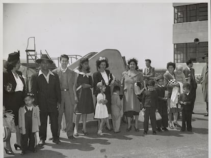 Un grup de Puerto Rico a l'aeroport de Newark, acabats d'arribar a Nova York el 1947.