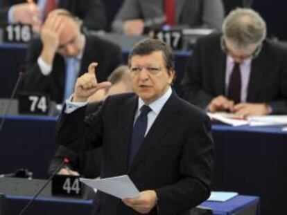 El presidente de la Comisión Europea, José Manuel Durao Barroso, da un discurso durante un debate del pleno del Parlamento Europeo celebrado en Estrasburgo (Francia). EFE/Archivo