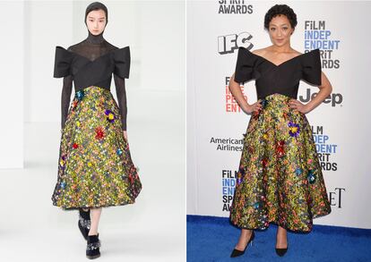 La nominada al Oscar Ruth Negga luce, como pocas, este espectacular vestido de la colección otoño-invierno 2017.