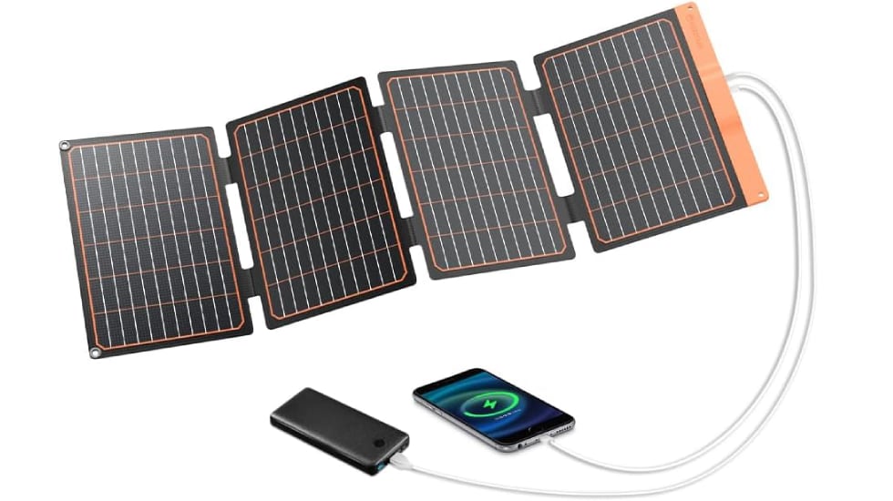 Placa solar portátil de la marca FlexSolar.