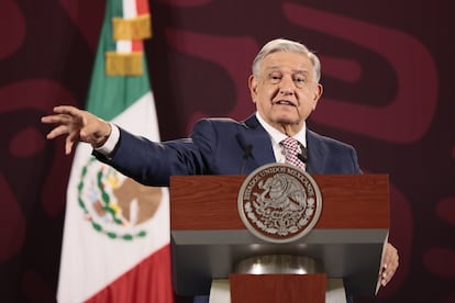 El presidente de México, Andrés Manuel López Obrador este viernes durante su conferencia matutina, en Palacio Nacional.