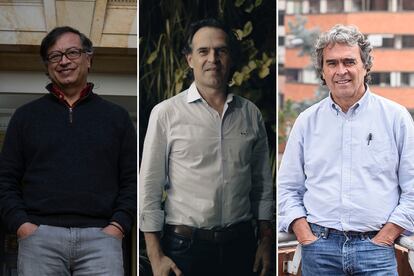 Elecciones presidenciales en Colombia. Los tres precandidatos: Gustavo Petro, Federico Gutiérrez y Sergio Fajardo