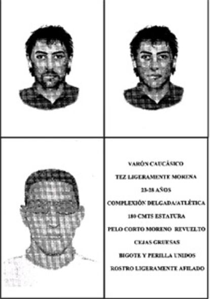 Cartel difundido por la policía con los retratos robot del <i>asesino del naipe.</i>