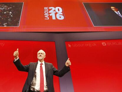 El l&iacute;der laborista Jeremy Corbyn, durante la conferencia del partido en Liverpool, este mi&eacute;rcoles. 