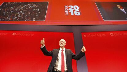 El l&iacute;der laborista Jeremy Corbyn, durante la conferencia del partido en Liverpool, este mi&eacute;rcoles. 