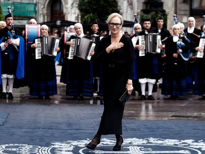 Meryl Streep, a su llegada a los Premios Princesa de Asturias, el viernes en Oviedo.
