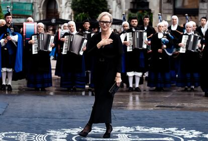 Meryl Streep, upon arrival at the Princess of Asturias Awards, on October 20, 2023 in Oviedo.