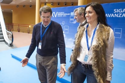 Paula Prado, con Feijóo y Rueda, en 2013