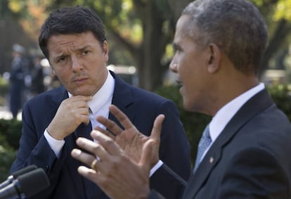 El presidente estadounidense, Barack Obama, y el primer ministro italiano, Matteo Renzi, en Washington.
