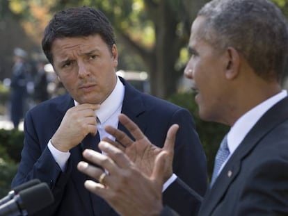 El presidente estadounidense, Barack Obama, y el primer ministro italiano, Matteo Renzi, en Washington.