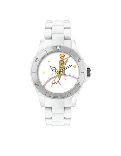 Reloj blanco de El Principito. Lo puedes conseguir en la boutique online oficial del libro. Cuesta 49,90 euros.