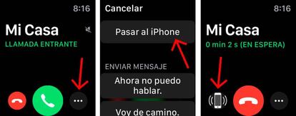 Cómo trasladar llamadas del reloj al teléfono.