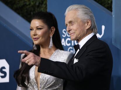 Catherine Zeta Jones y Michael Douglas, en enero.