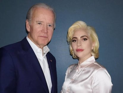 El vicepresidente de EE UU Joe Biden y la cantante Lady Gaga.