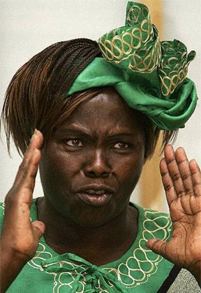 Wangari Maathai, premio Nobel de la Paz, ayer en Oslo.