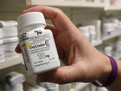 Un frasco de OxyContin, en una farmacia en Provo, Utah.