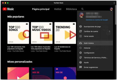 Subir música en YouTube Music.