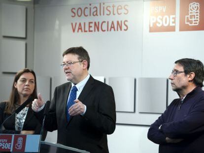 Anaïs Menguzzato, Ximo Puig e Ignacio Subías comparecen para hablar del copago sanitario y social.