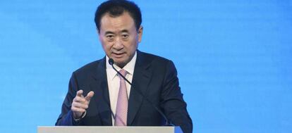 Wang Jianlin, due&ntilde;o de Wanda, el lunes en el homenaje de Hollywood a su figura. 