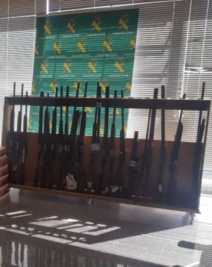 Armas incautadas por la Guardia Civil en la Operación Susurro.