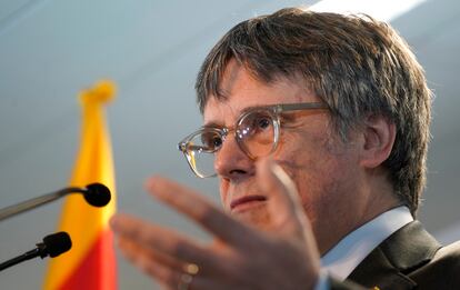 Carles Puigdemont, este viernes durante la rueda de prensa celebrada en Bruselas. 