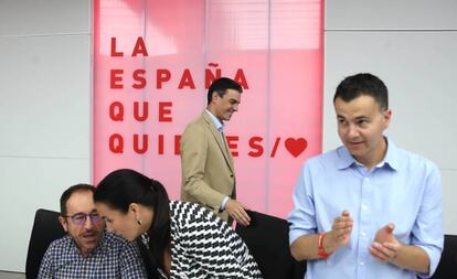 Pedro Sánchez, en la Ejecutiva Federal del PSOE, en abril.