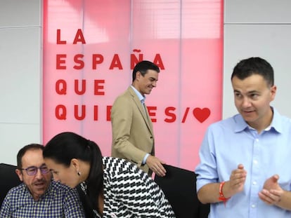 Pedro Sánchez, en la Ejecutiva Federal del PSOE, en abril.