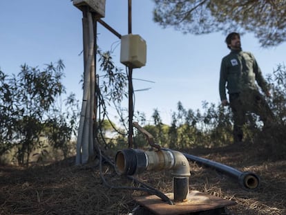 Uno de los pozos ilegales que rodean al espacio protegido de Doñana.