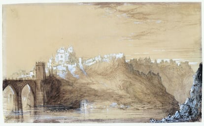 Uno de los dibujos de Richard Ford durante su estancia en España, 'Vista hacia San Juan de los Reyes, Toledo'.
