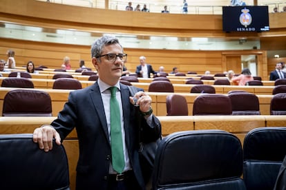 El ministro de la Presidencia, Justicia y Relaciones con las Cortes, Félix Bolaños, durante una sesión de control al Gobierno en el Senado, a 10 de junio de 2025.