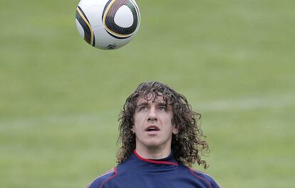 Carles Puyol en un entrenamiento de la Selección Española de Fútbol de cara al Mundial de Sudáfrica 2010.