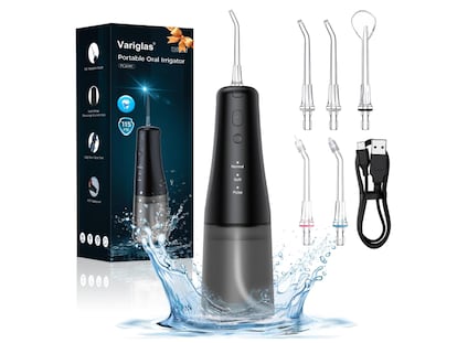 Irrigador dental con 3 modos y 5 boquillas, compacto para viajes. DESCUENTO DEL 33%, SOLO 15,99€