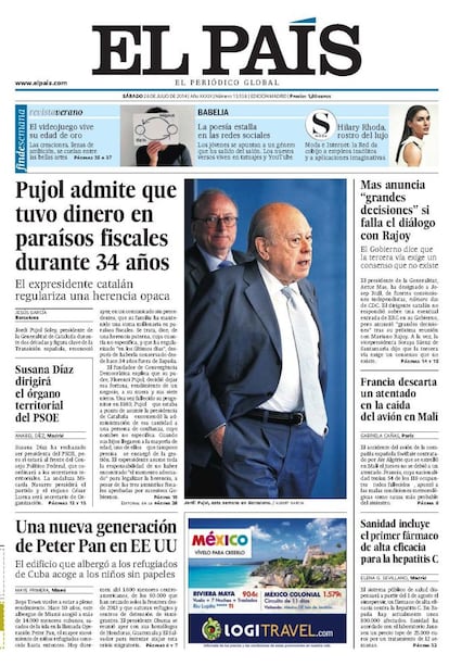 Con el curso político casi acabado, Jordi Pujol copó la portada el día que declaró que tuvo dinero en paraísos fiscales durante 34 años, lo que incluía toda su vida política. Regularizó una herencia de su padre y tiró por los suelos todo atisbo de respetabilidad, proyectando más sospechas sobre las responsabilidades penales de su familia.<p> <b>Noticia</b>: <a href="http://ccaa.elpais.com/ccaa/2014/07/25/catalunya/1406306705_109805.html" target="blank">Pujol reconoce que su familia tuvo en el extranjero una fortuna sin declarar</a>