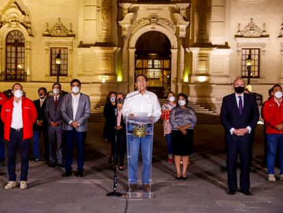 El presidente del Perú, Martín Vizcarra en su comparecencia ante los medios el pasado lunes.