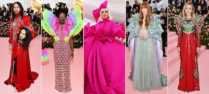 Jared Leto, Lupita Nyong'o, Lady Gaga, Florence Welch y Saoirse Ronan en la gala Met