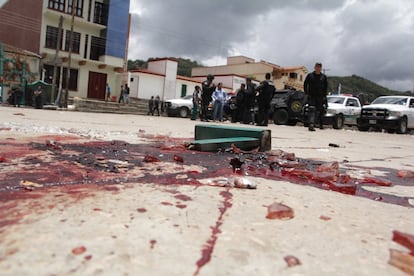 Vista de la plaza municipal de San Juan Chamula en Chiapas el sábado 23 de julio, cuando sujetos armados asesinaron al presidente municipal Domingo López, y el síndico Narciso Lunes Hernández.