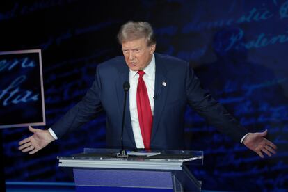 Donald Trump, durante el debate presidencial, el martes en Pensilvania.