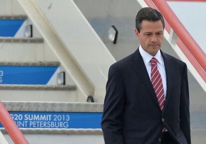 Pe&ntilde;a Nieto a su llegada a Rusia para la cumbre del G20.