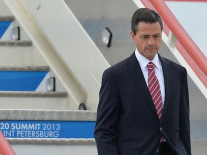 Pe&ntilde;a Nieto a su llegada a Rusia para la cumbre del G20.