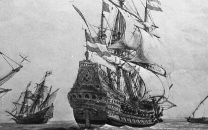 El galeón 'San José' de la Armada española, en un grabado de la época.